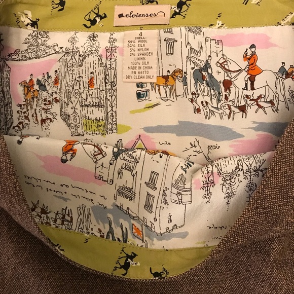 Vintage Anthropologie Elevenses Brown Wool Bow Skirt Size 4 - Picture 5 of 5